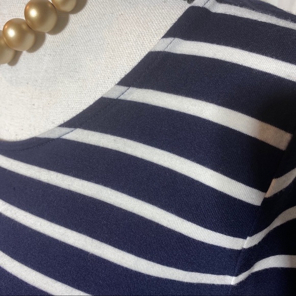 Calvin Klein Soft Scoopneck Navy/White Striped Top - Picture 8 of 16